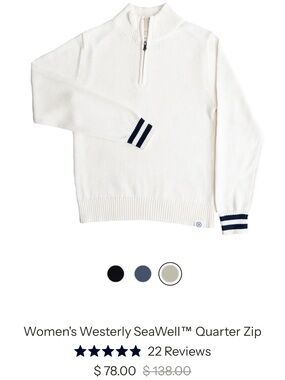 Women's Long Wharf Supply Co. Cream Quarter Zip Sweater NWT